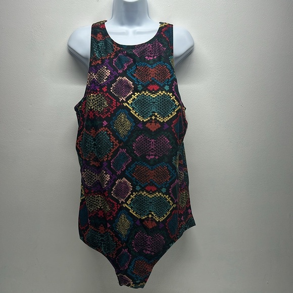 Torrid One 1 Piece Swim Suit High Neck Shimmer Snake Skin Print Plus Size 4X - Picture 5 of 11